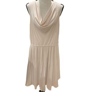 H&M Cowl Neck Flapper Dress MIDI Blush Pink Pleated Half-Slip Size 14